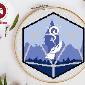 Symbol klasy DnD Wizard - Dungeons and Dragons - Wzór do haftu krzyżykowego w formacie PDF, projekt cyfrowy