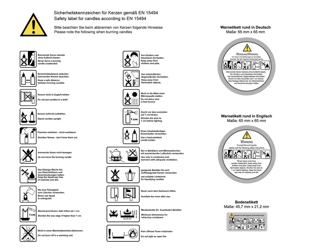 Set of Warnings and Labels for Candles Etsy