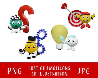 Lustige Emoticons | Digitaler Download | 3D Illustration von Emoticons