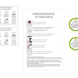 Varningar och instruktioner för användning av smältvax, doftande smältvax | fritt skalbart och redigerbart