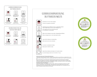 Warnings and instructions for use for melting wax, fragrance melts | freely scalable and editable