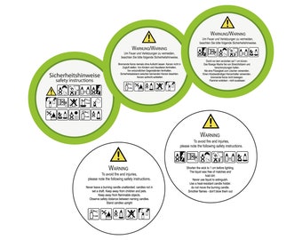 Warning labels for candles | freely scalable and editable | vector file