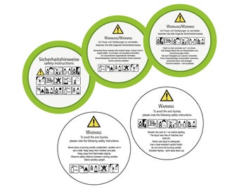 Étiquettes d'avertissement pour bougies | Librement évolutif et modifiable | fichier vectoriel