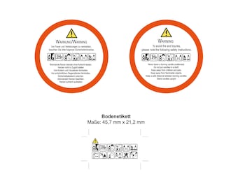 Warning labels in German and English for candles | scalable and editable | digital file