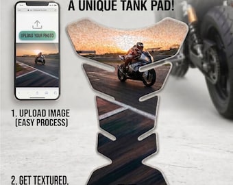 Custom Motorcycle Tank Pad Protector | Personalized Gas Tank Decal | Anti-Slip Fish Bone Shield | Upload Your Own Photo Biker Gift
