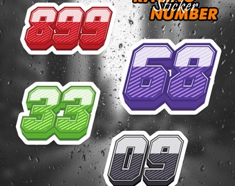 Custom Racing Number Sticker, Motorcycle Car Decal