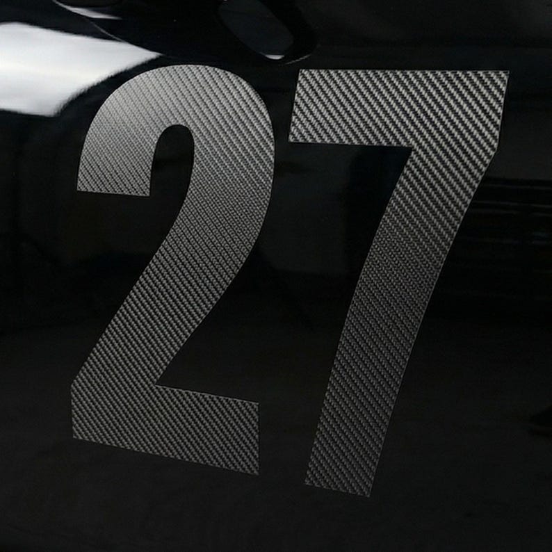 Custom Carbon Fiber Racing Number Stickers - Die-cut Vinyl Car Decals ...