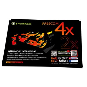 For CARDO Freecom 4X 2X Removable Protection Skin Cover Sticker Spark Radimix Wrap Decal Graphic FCX10 FCX11 FCX12 FCX13 FCX14 FCX15 FCX16 FCX17 FCX18 Blue Orange Green Red Pink Flame