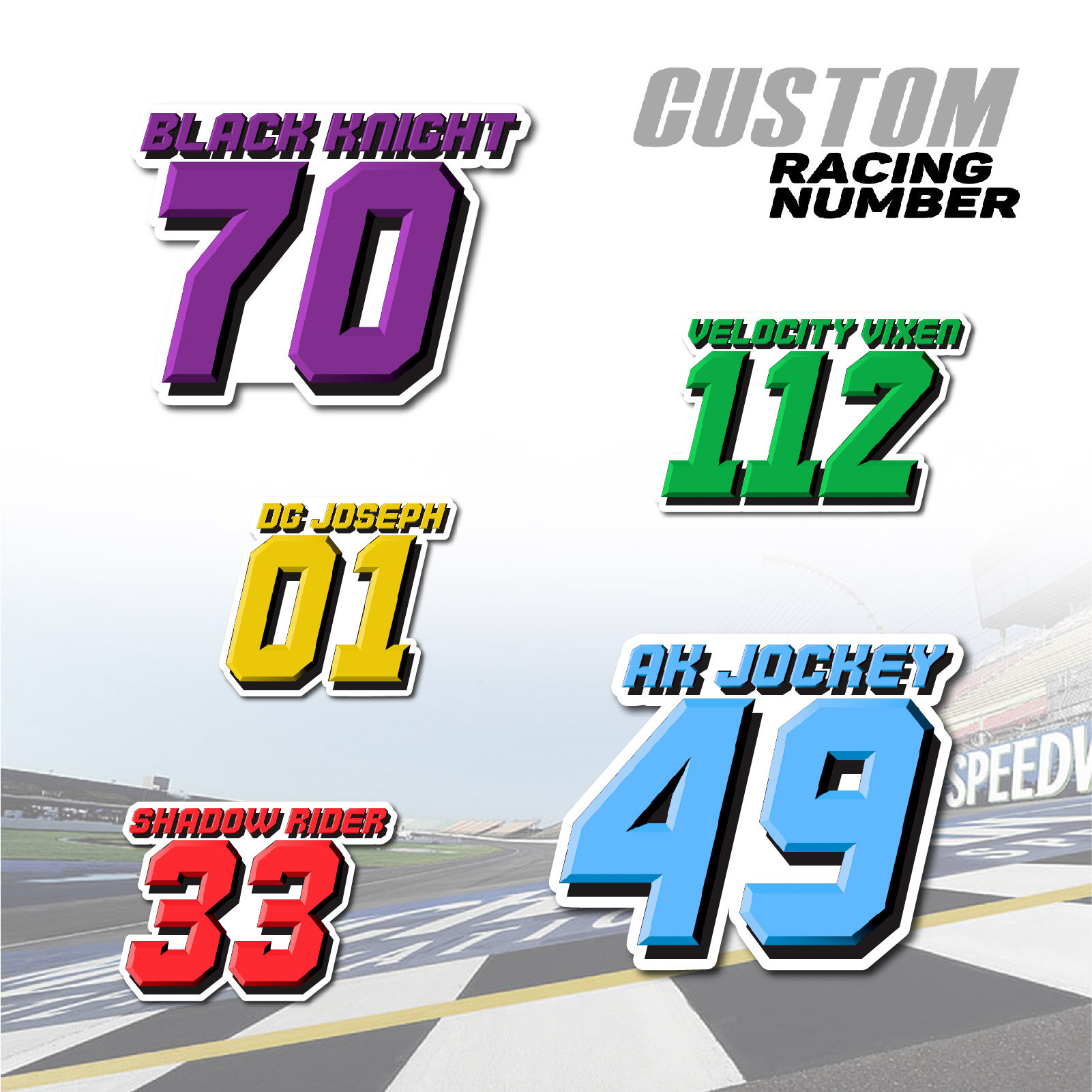 Custom Autocross Car Racing Number Decal - 6-16 Inch, Vinyl Sticker (1 ...