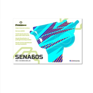 May include: A white sticker with a teal and orange graphic of a communication device. The sticker includes the text "SENA60S" and instructions for application. The brand name "STICKERBAO" is also visible.