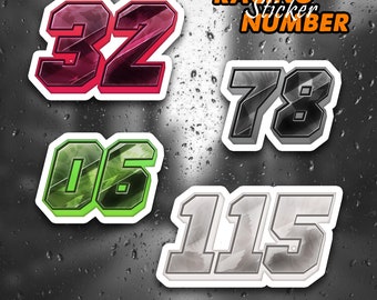 Custom Motorcycle Racing Number Sticker, Weatherproof Decal