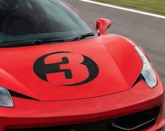 Carbon Fiber Racing Numbers | 3D Textured Vinyl Decal (Pair)