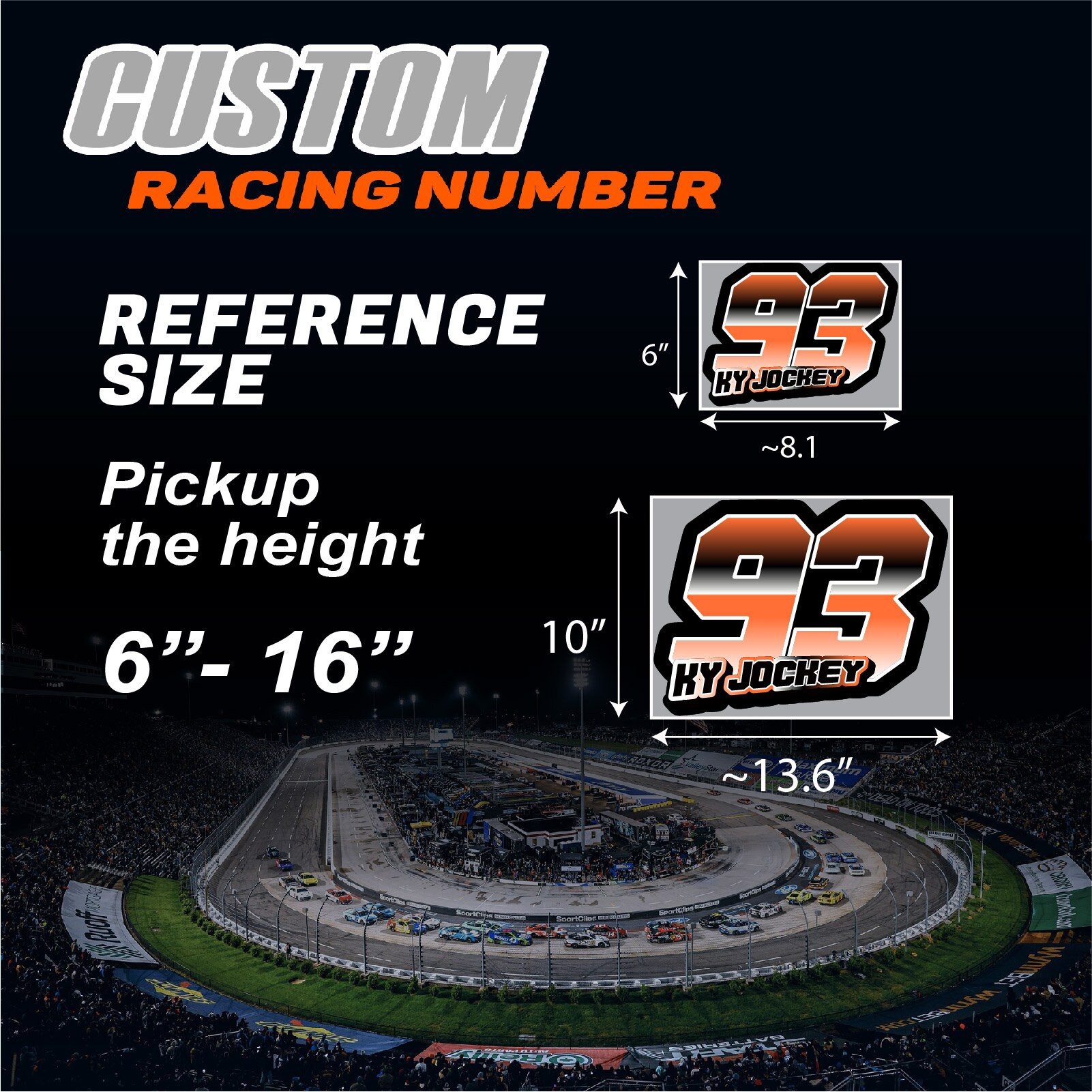 Custom Racing Number Decal - Autocross Car Sticker, Vinyl Letter (set ...
