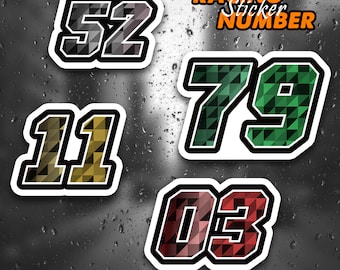 Custom Motorcycle Racing Number Sticker, Weatherproof Decal