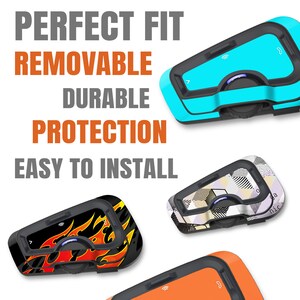 For CARDO Freecom 4X 2X Removable Protection Skin Cover Sticker Spark Radimix Wrap Decal Graphic FCX10 FCX11 FCX12 FCX13 FCX14 FCX15 FCX16 FCX17 FCX18 Blue Orange Green Red Pink Flame