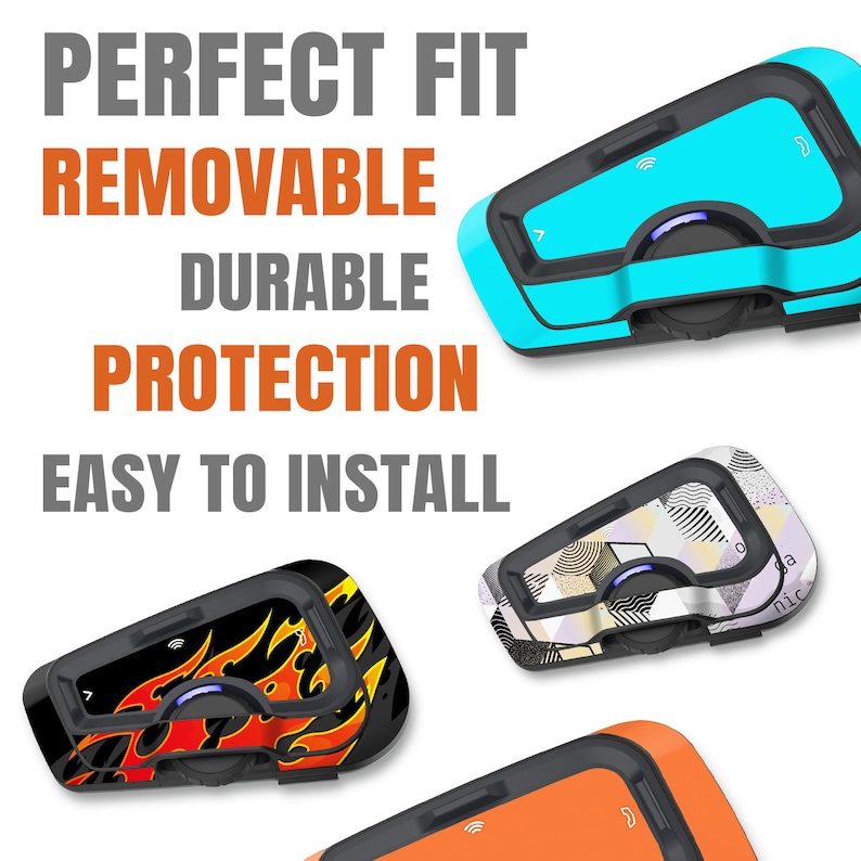For CARDO Freecom 4X 2X Removable Protection Skin Cover Sticker Spark Radimix Wrap Decal Graphic FCX10 FCX11 FCX12 FCX13 FCX14 FCX15 FCX16 FCX17 FCX18 Blue Orange Green Red Pink Flame