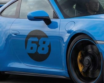 Carbon Fiber Style Racing Numbers | Sport Bike Decal  Pair