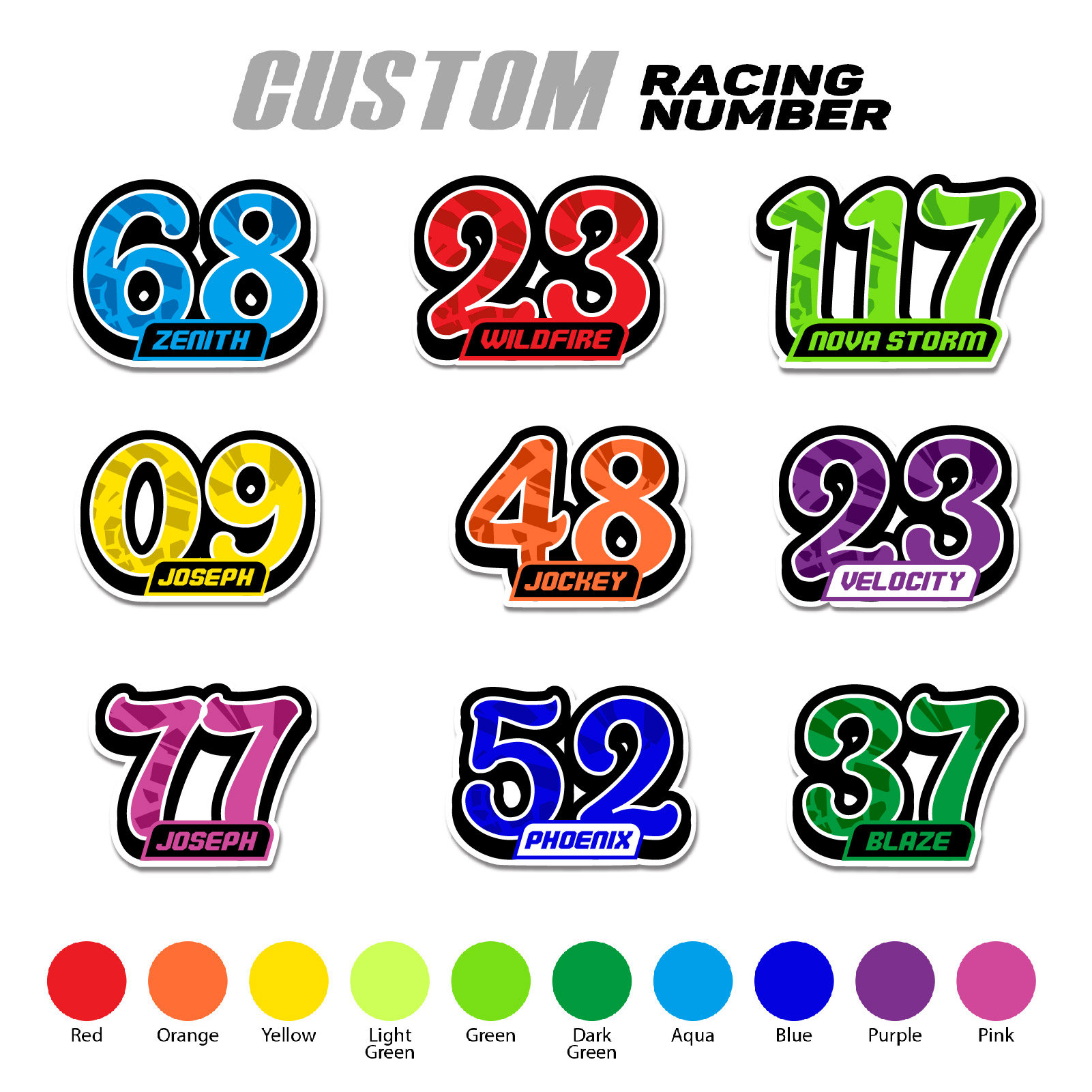 2 Pcs Custom Race Number Car Decals – Autocross Racing Vinyl Sticker (1 ...