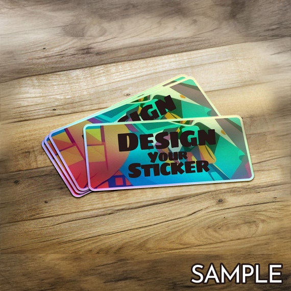 Rectangle Holographic Custom Die Cut Sticker Personalized Iridescent  Stickers for Business Logo Laptop Thank You Graduation Vulgar Sticker 