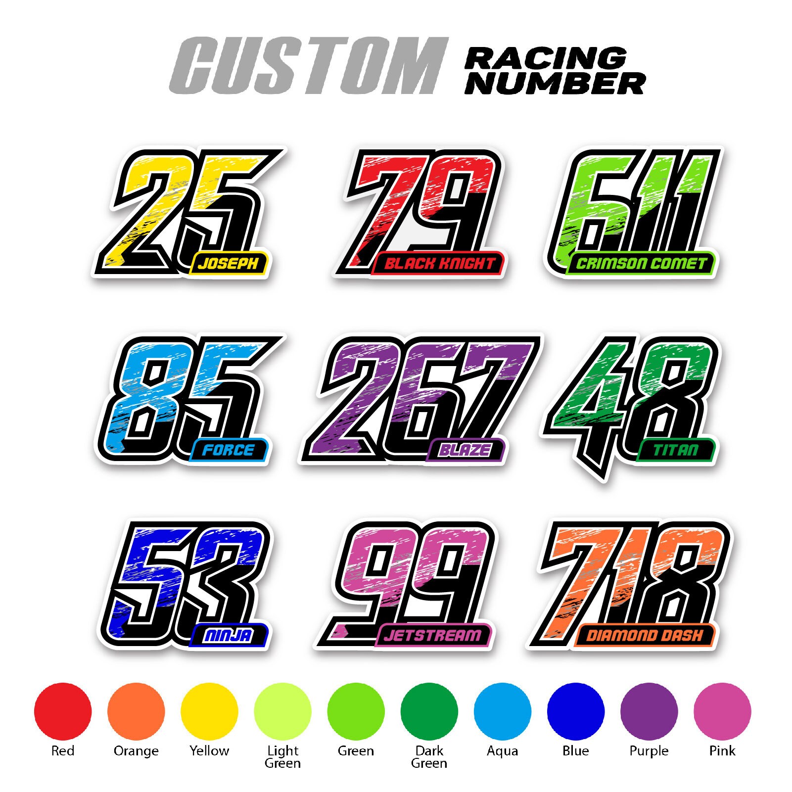 Custom Racing Number Decals - Autocross Car Stickers, Personalized ...