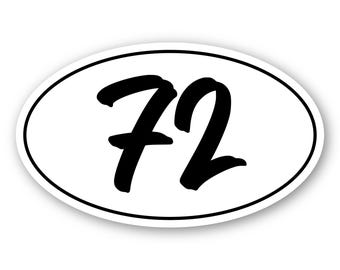 Pegatinas magnéticas ovaladas de carreras con números personalizados (juego de 2)