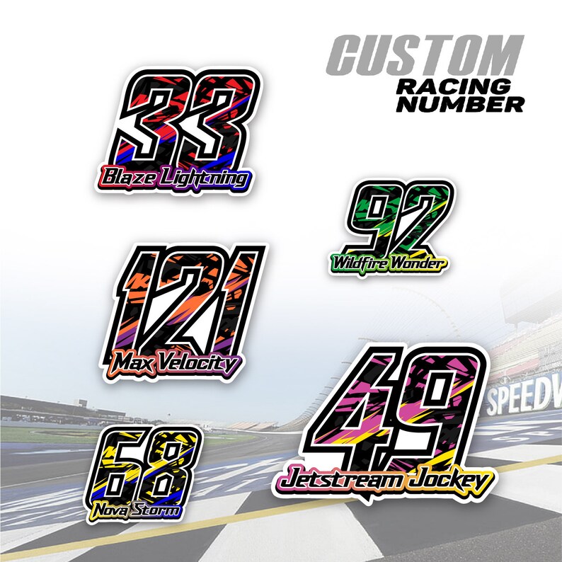Custom Race Number Decals - Autocross Car Door Stickers, 6-16 Inch (2 ...