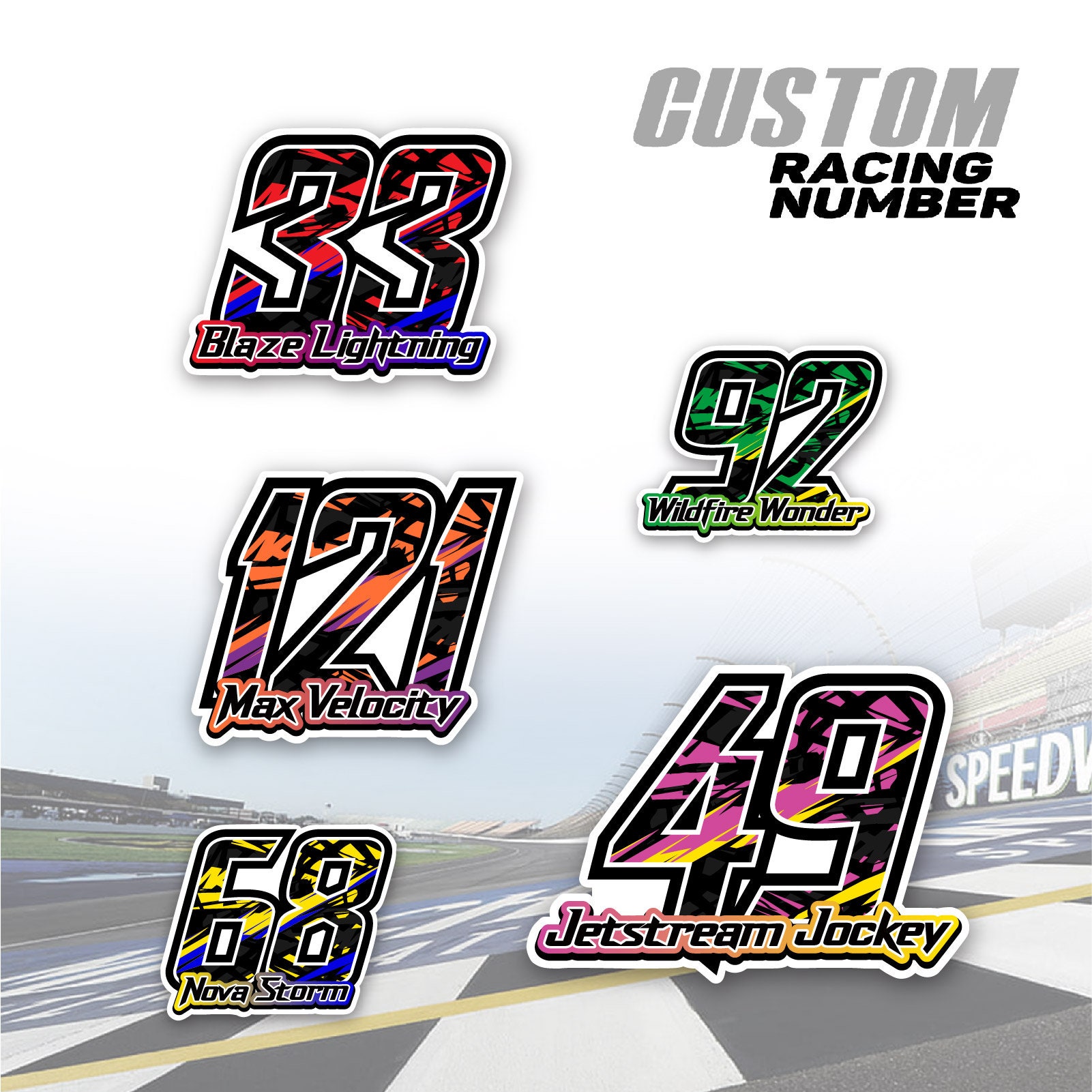 Custom Race Number Decals - Autocross Car Door Stickers, 6-16 Inch (2 ...