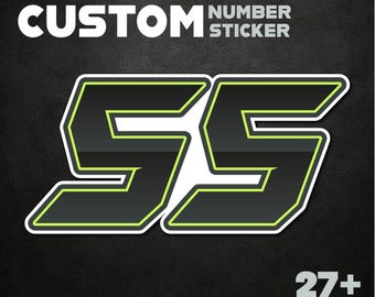 3 pegatinas personalizadas con números de carreras, ideales para motocross y motos de cross.