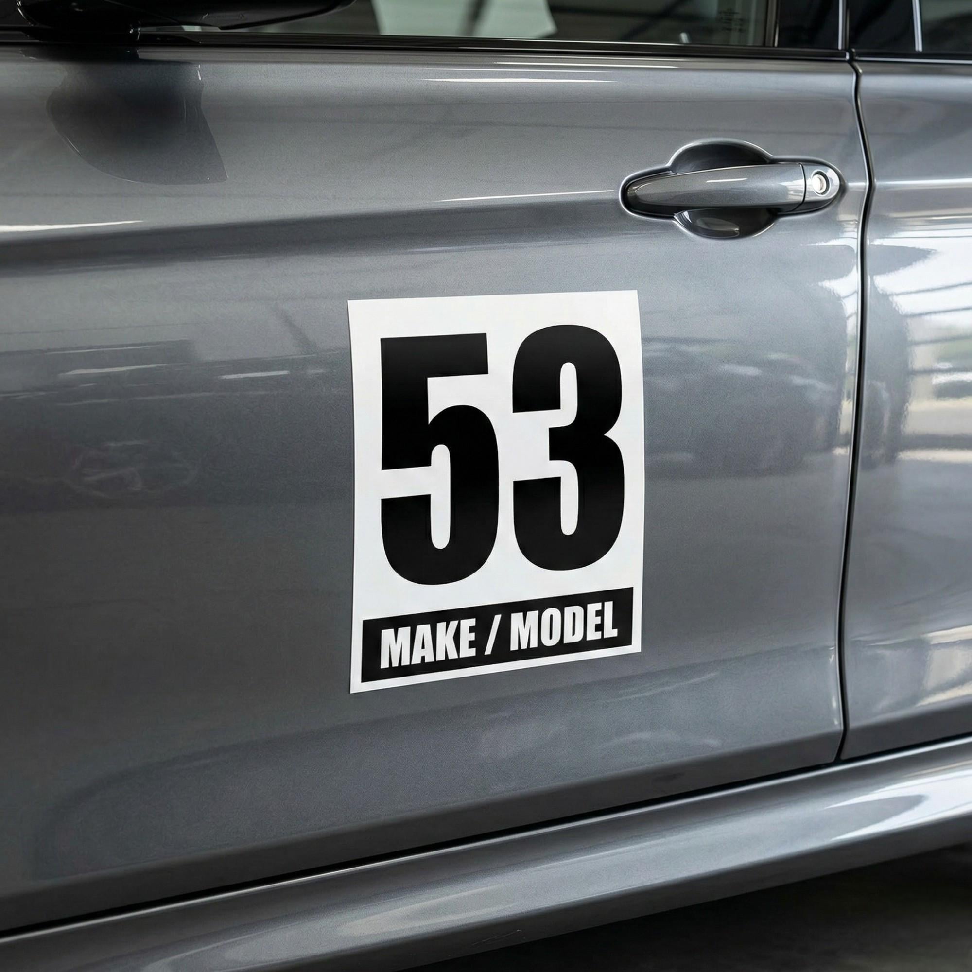 Customizable Racing Number Sticker, Car Make/model Decal (set of 2) - Etsy