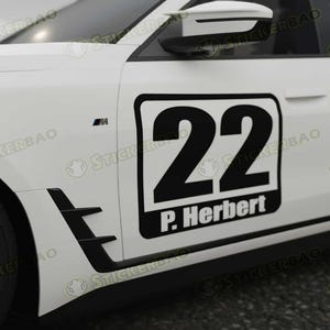 Racing Autocross Numbers Sticker Custom Name Vinyl Magnet Decal 2 pieces 10&quot; 12&quot; 14&quot; inch