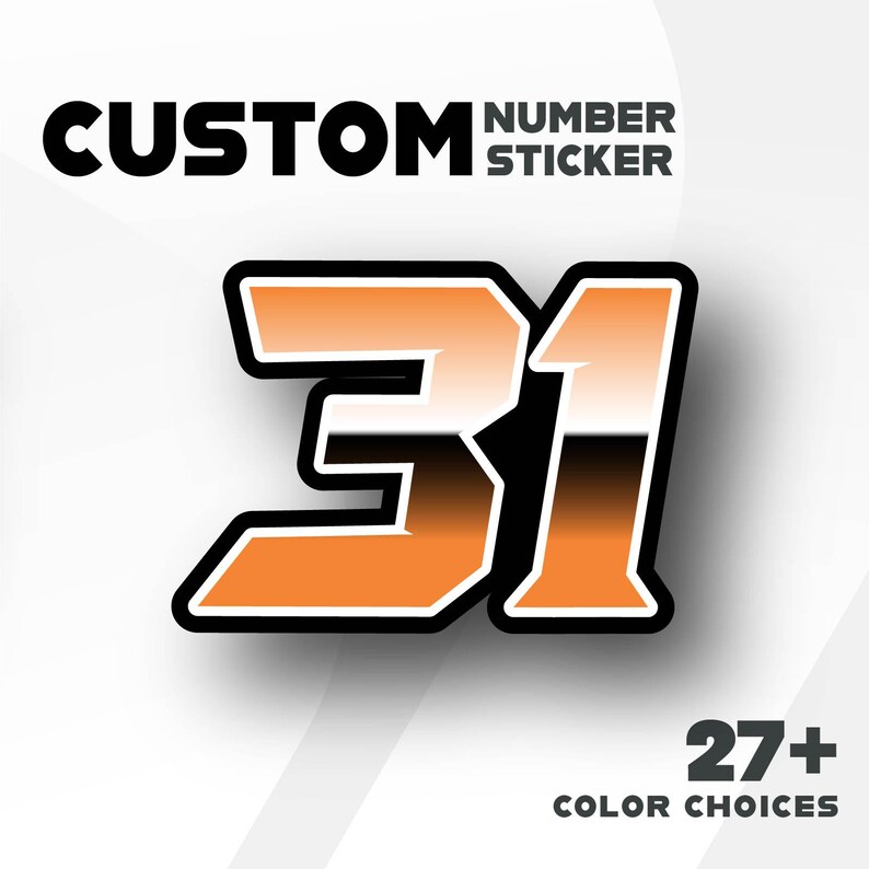 Custom Racing Number Decals (3pcs) - Gradient Vinyl Stickers - Etsy