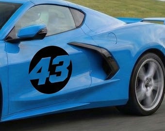 Calcomanía de número de carrera personalizada / Pegatina de vinilo de círculo hueco / Gráficos para autos de pista / Número de albóndiga invertido para carreras