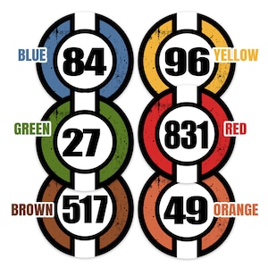 Custom Racing Car Numbers Sticker Retro Autocross Magnet Vinyl Decal 2 pieces Circle Diameter 8&quot; 10&quot; 12&quot; 15&quot; 18&quot; inch