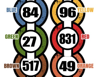Custom Retro Racing Number Sticker, Autocross Magnet Decal (2 pieces)