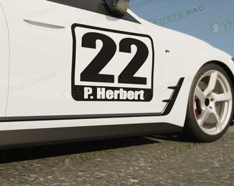 Adhesivo personalizado con número de carreras: Vinilo adhesivo para autocross, opción con imán (juego de 2)