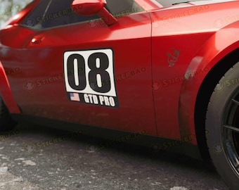 Custom Racing Autocross Numbers Sticker Name Flag Vinyl Magnet Decal 2 pieces 10" 12" 14" inch