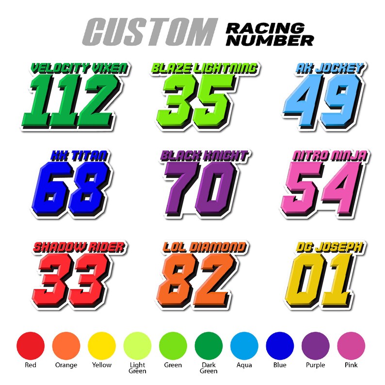 Custom Autocross Car Racing Number Decal - 6-16 Inch, Vinyl Sticker (1 ...