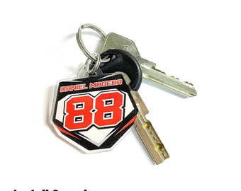 Custom Racing Number Plate Keychain | Personalized Motocross MX Keyring