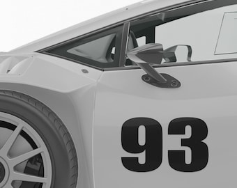 Adhesivo o imán personalizado troquelado con número de carrera (2 unidades)