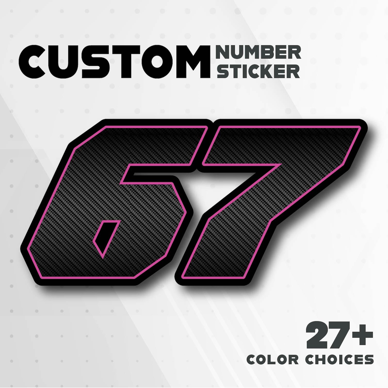 Custom Race Number Stickers, Carbon Fiber Style, MX, Car (3 Pieces) - Etsy