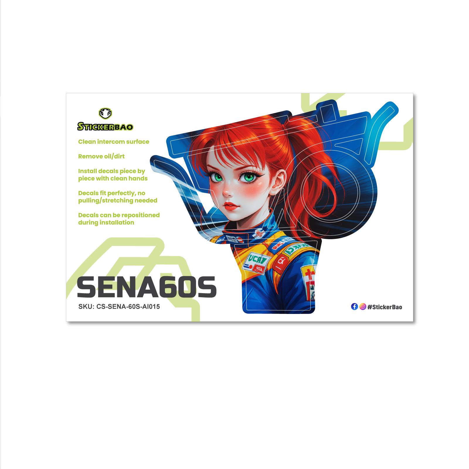 SENA 60S Intercom Skin: Glossy/matte, Retro Pop Anime Girl Decal