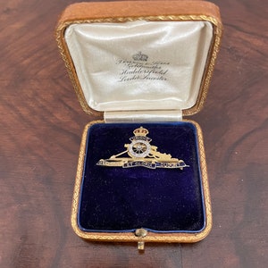 Antique Sweetheart Diamond and Gold Brooch | WW1 Military Sweetheart Brooch | Royal Artillery Diamond and Gold Brooch