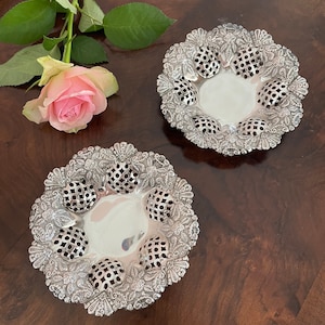 Edwardian Bonbon Dishes | Silver Trinket Bowls | Antique Hallmarked Silver Dishes | Set of Bonbon dishes