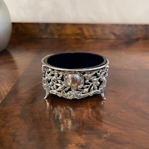 Silver Oval Salt | Silver and Glass Salt Dish