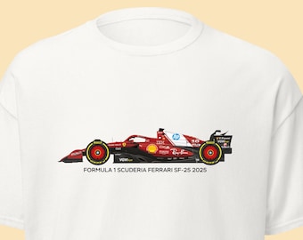LECLERC F1 フェラーリ ユニセックス T シャツ、ホワイト カー