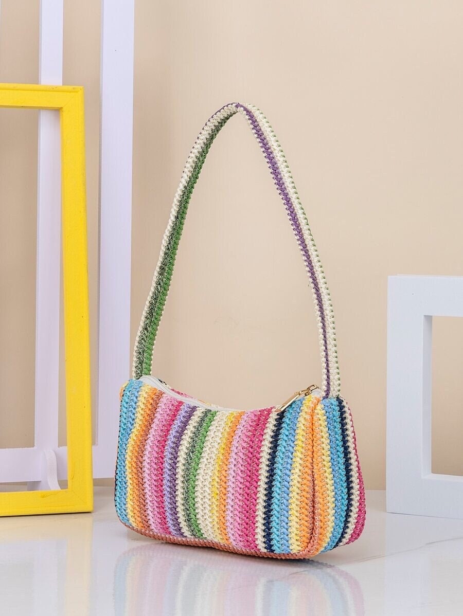 Rainbow Straw Bag -  UK