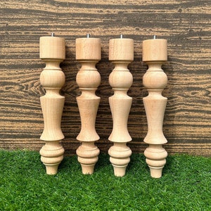 Wooden Furniture Legs, Table & Coffee Table Legs, Wooden Turned Table Legs, Farmhouse Wood Table Legs, Handmade Table Legs for DIY Projects