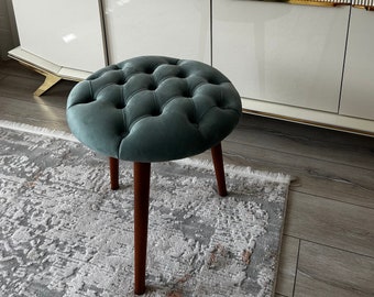 Functional Upholstered Ottoman Footstool & Poufs, Customizable Vanity Stool