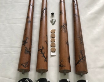 Special Patterned Wooden Legs, Legs for Table and Caffee Table, Custom Legs for Living Room Furniture Replaceble Legs with Mounting Hardware