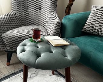 Velvet Upholstery Vanity Stool, Functional Upholstered Ottoman Footstool & Poufs - Customizable Vanity Stool